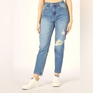Nature Denim Distressed Mom Medium Wash Jeans Size 0 D30